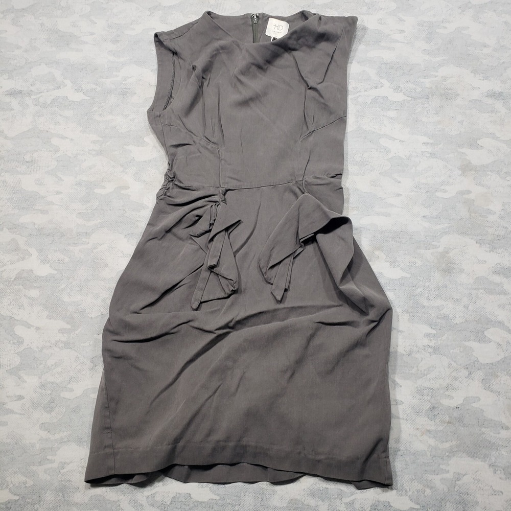 HD In Paris Dress Womens 0 Gray Sleeveless Silk Blend